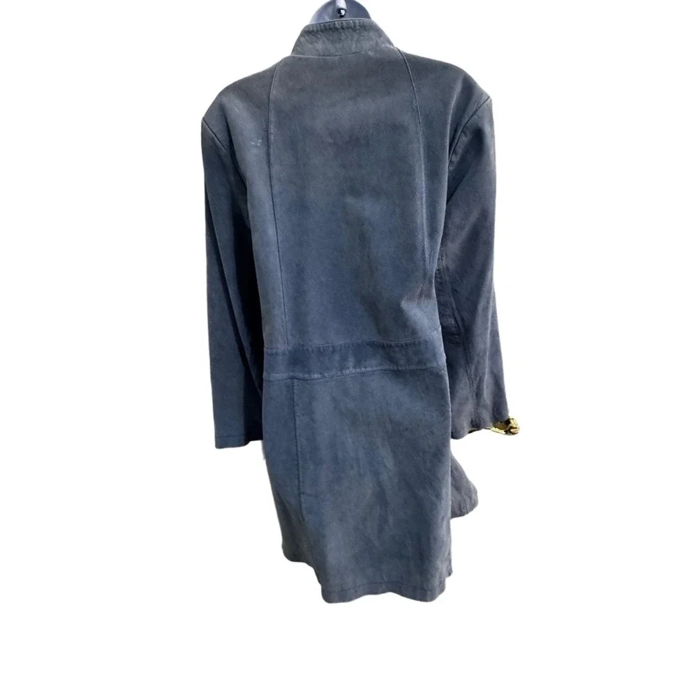 BERNARDO Jacket Womens 1X Slate Blue Genuine Leather Button‎ Closure